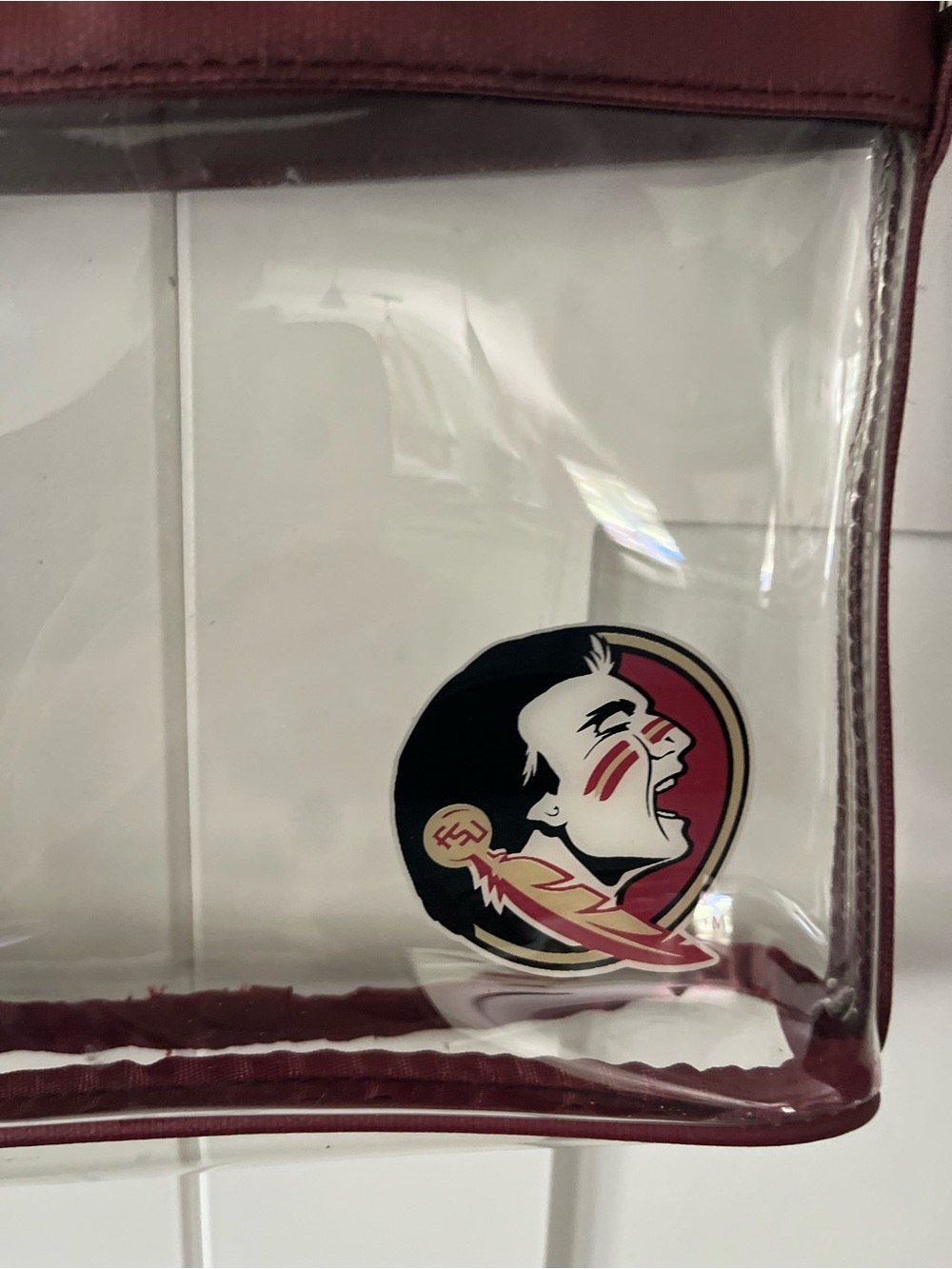 Clear Burgundy Crossbody Bag with Gold Accent - Picture 4 of 8